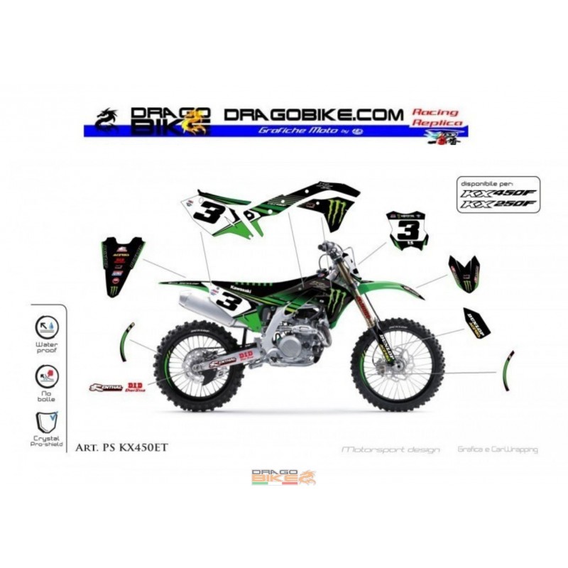 KIT ADESIVI MOTOCROSS REPLICA ELI TOMAC KAWASAKI MX AMA MONSTER 2018